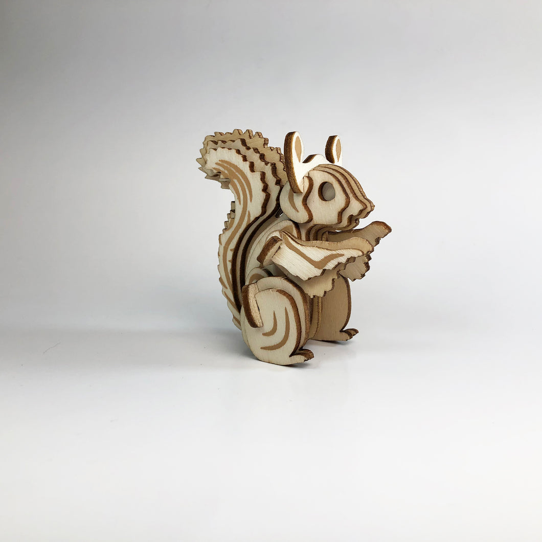 Squirrel 3D Wood Puzzle Kit - DIY –